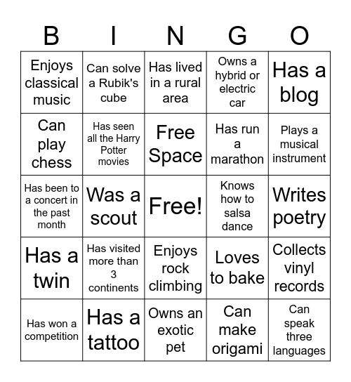 Untitled Bingo Card