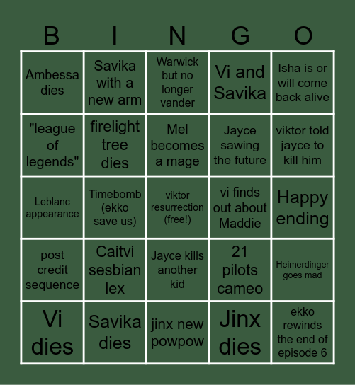 Act 3 Bingo Card