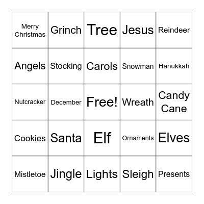 Holiday Bingo Card