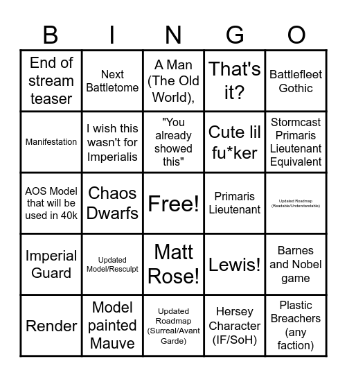 The Hobby Collab Reveal Show Bingo Extravaganza Bingo Card