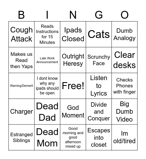 Untitled Bingo Card