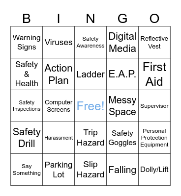 Workplace Safety Bingo Card