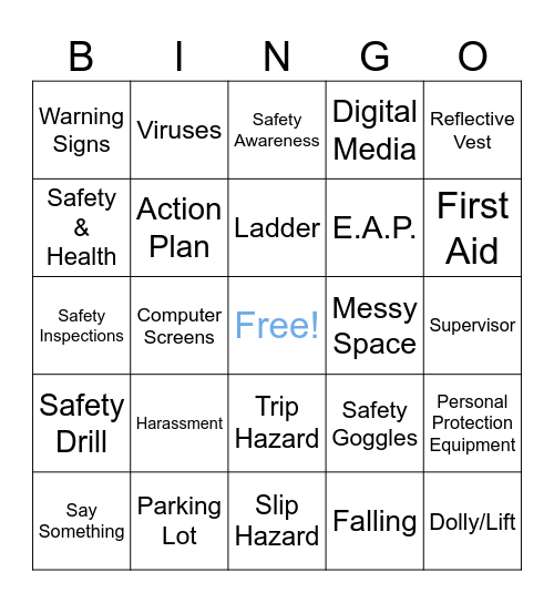 Workplace Safety Bingo Card