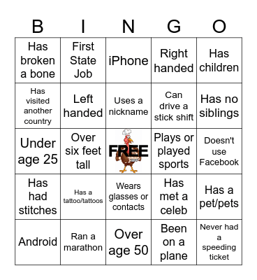 Thanksgiving Company Bingo Card