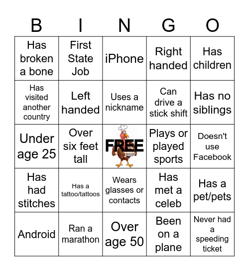 Thanksgiving Company Bingo Card