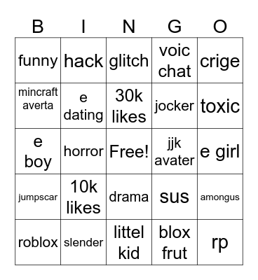 roblox bingo Card