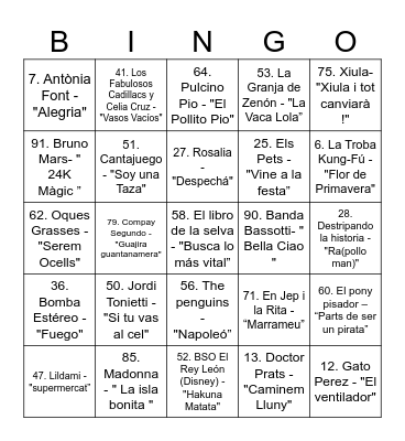 VermutAFA Bingo Musical Bingo Card