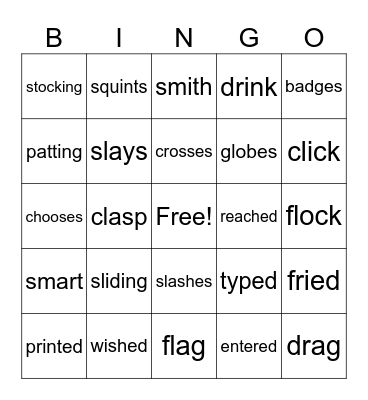 INFLECTIONAL ENDINGS Bingo Card