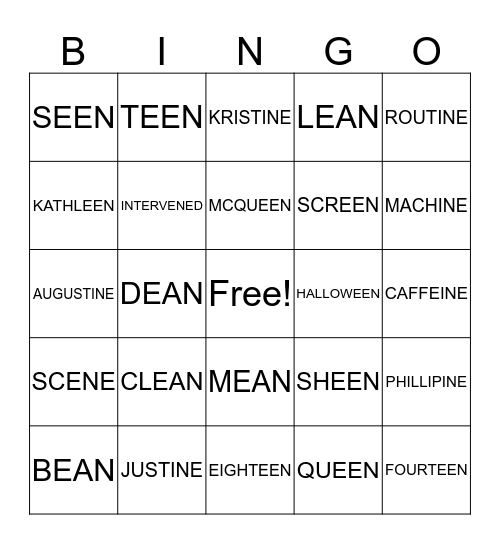Lyricism 101 Bingo Card