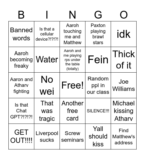 ELA Bingo Card