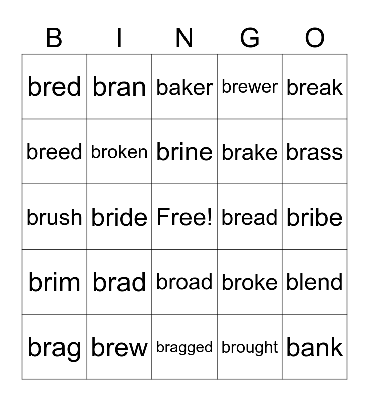 BR blended Bingo Card