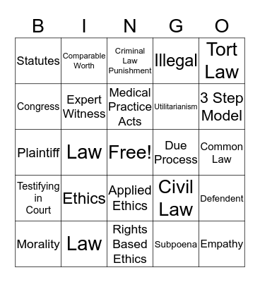 Exam 1 Bingo Review Bingo Card