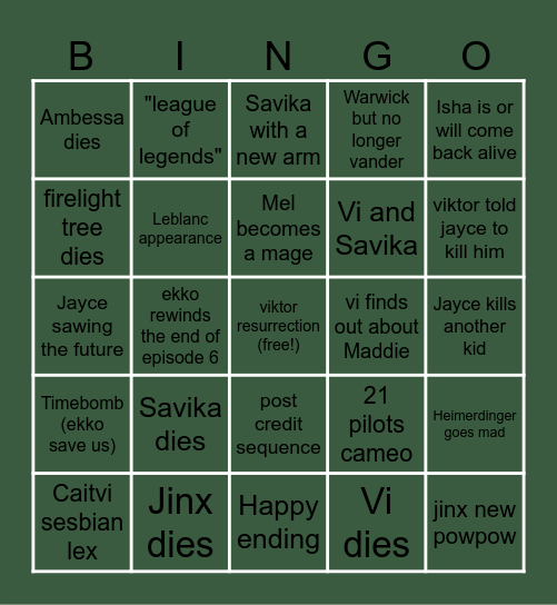 Act 3 Bingo Card