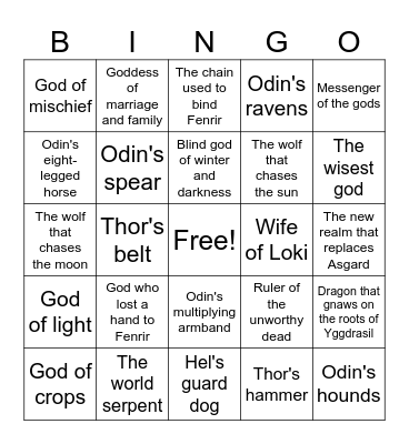 Norse bingo Card