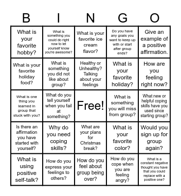 Last Group Meeting :( Bingo Card