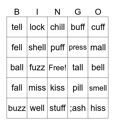 Word Bingo Card