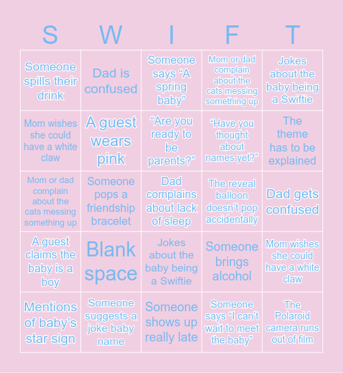 Miss Americana or The Heartbreak Prince BINGO (SWIFT) Bingo Card