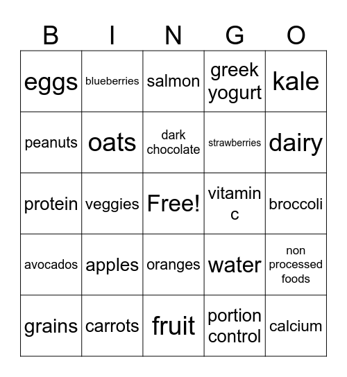 healthy living :) Bingo Card