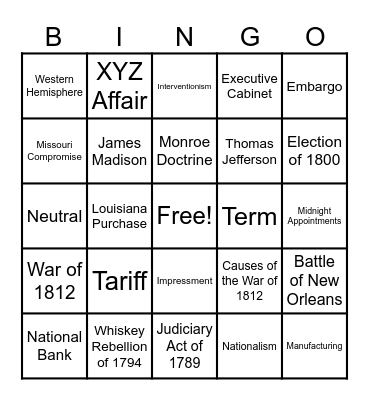 New Republic BINGO Card