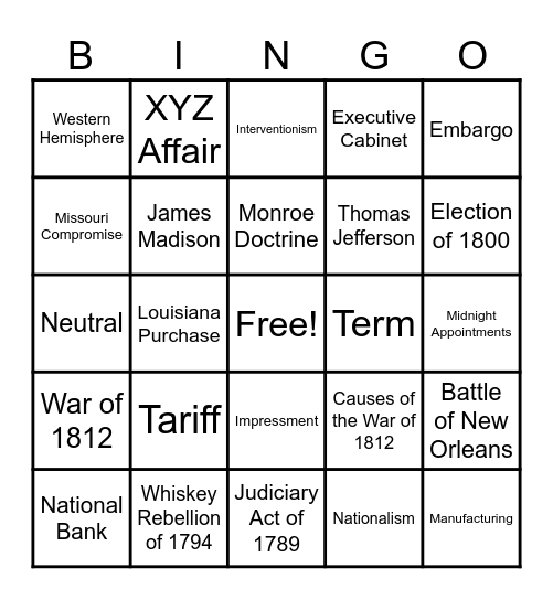 New Republic BINGO Card