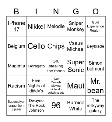 infinite craft Bingo Card