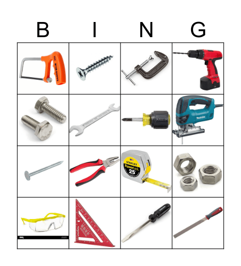 Tools Bingo Card