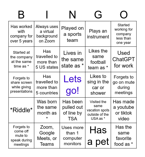 Farewell Bingo Card