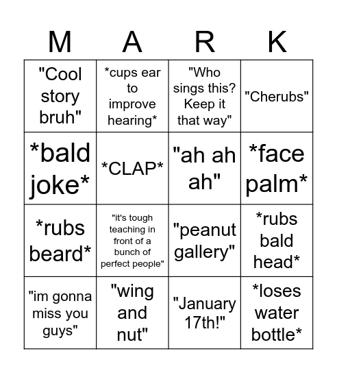 Mr Chase Bingo Card