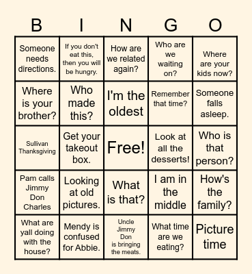 Thanksgiving BINGO! Bingo Card
