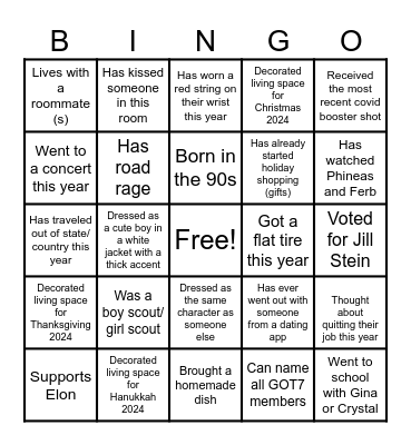 Friendsgiving 2024 Bingo Card