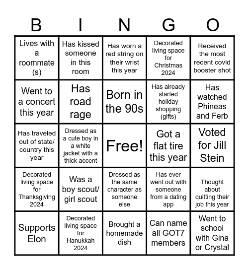 Friendsgiving 2024 Bingo Card