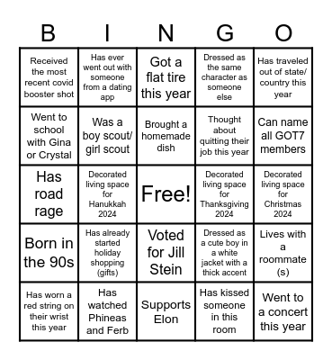 Friendsgiving 2024 Bingo Card
