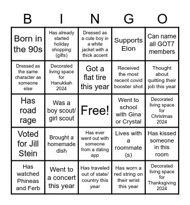 Friendsgiving 2024 Bingo Card
