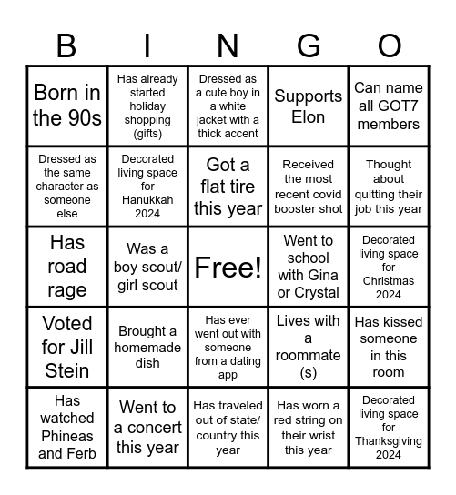 Friendsgiving 2024 Bingo Card