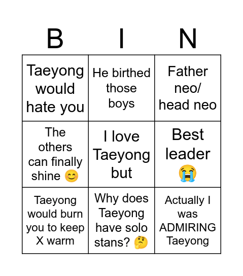 Ty Bingo Card