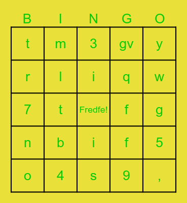NW SGAC Thanksgiving Bingo Card