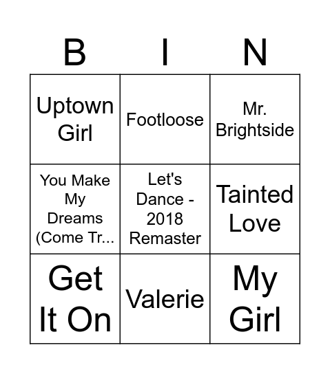 DISCO Bingo Card