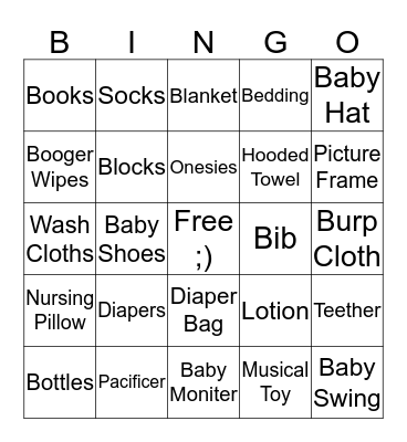 Baby Bingo Card