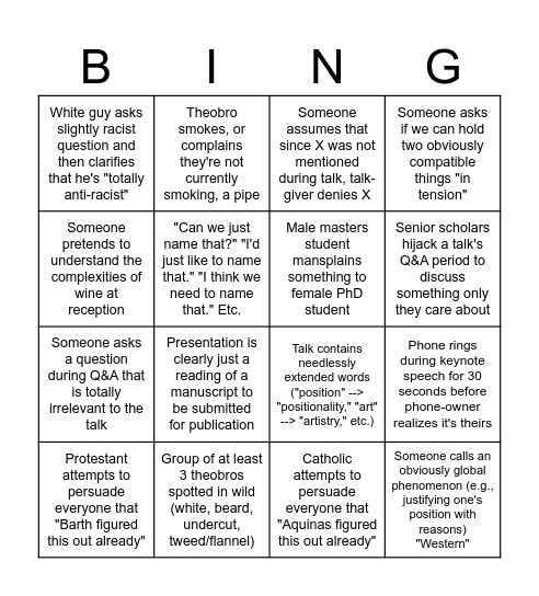 AAR 2024 Bingo Card