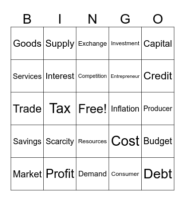 Economics Bingo Card