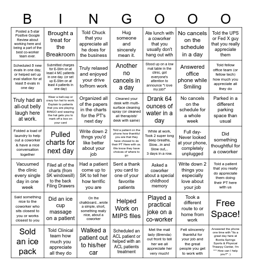 BINGO (OFFICE & TECH Team) Bingo Card