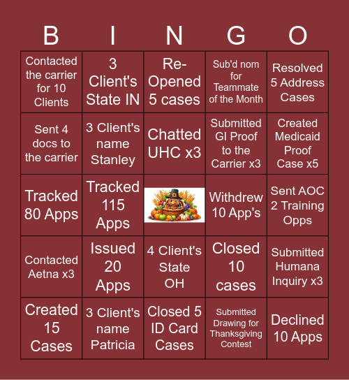 AEP Bingo Card