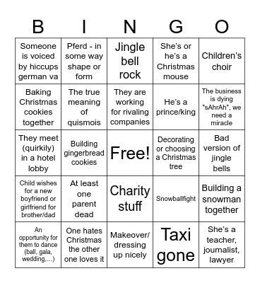 Christmas Movie Bingo Card