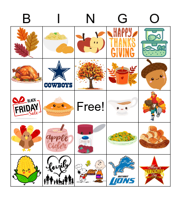 Happy Thanksgiving Bingo Card