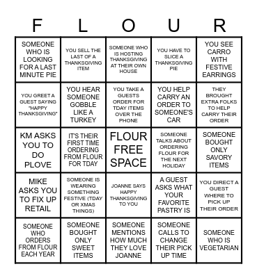 FLOUR THANKSGIVING BINGO Card