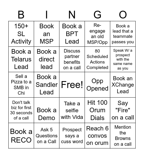 Channel BDR Bingo Card