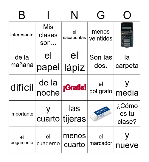 Unidad 3.2 (Escolares útiles) Bingo Card