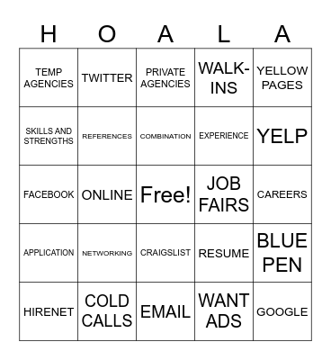 Ho'ala Bingo Card