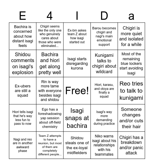 Post NEL Bingo Card