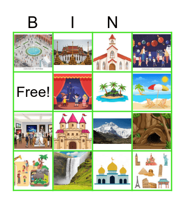 Tourist Attractions Bingo Card